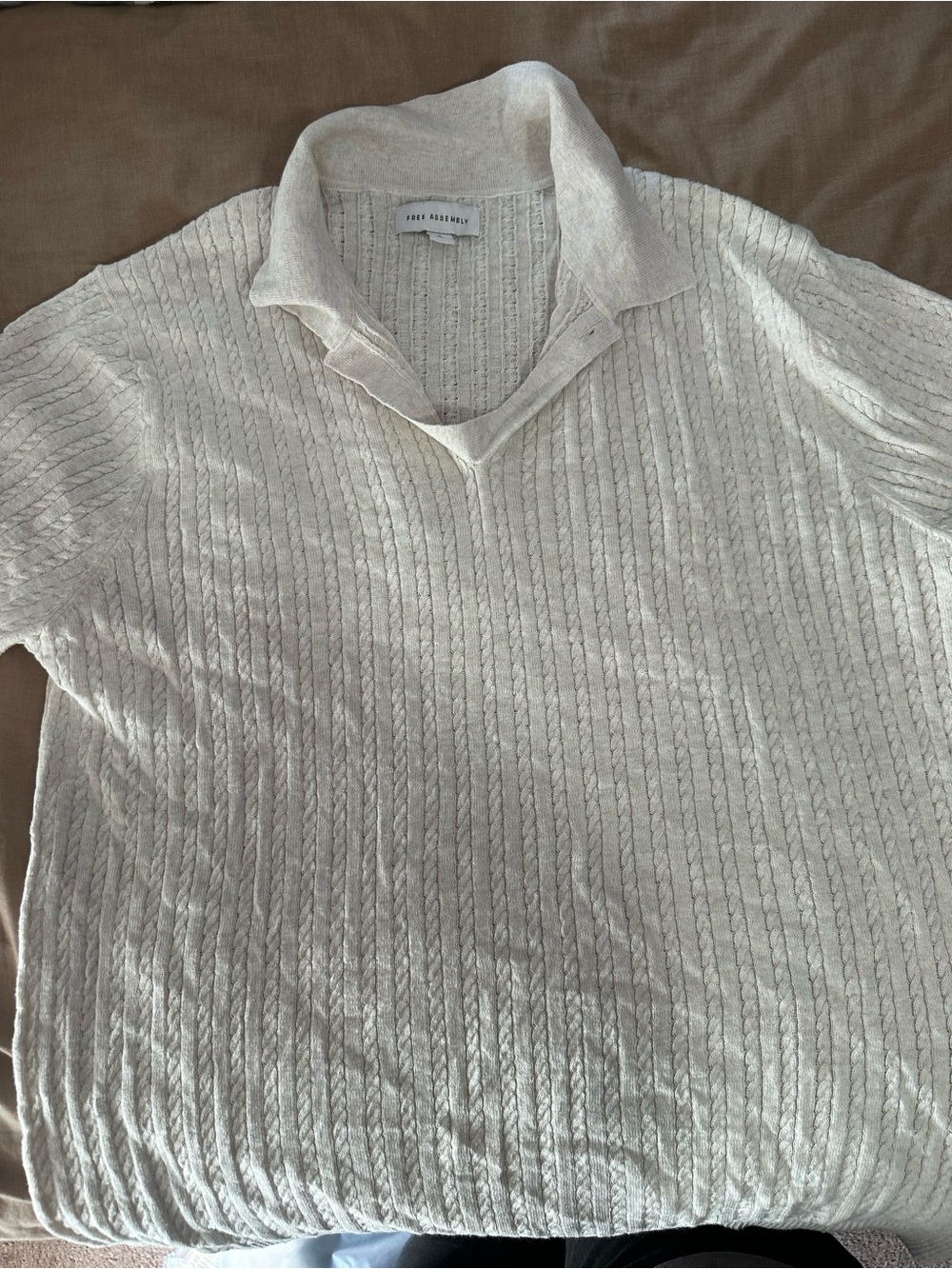 Rag & Bone Cream Cable Polo Knit Shirt